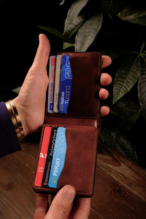 Duo | El Yapımı Hakiki Deri Cüzdan ve Kartlık - Siyah