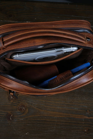 Elegant | Hakiki Deri El Çantası - Siyah (Desenli)