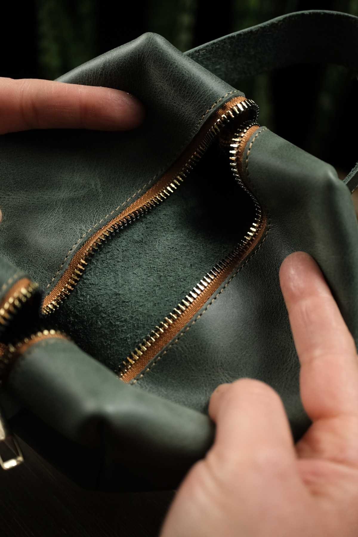 Dopp Kit Paris | Hakiki Deri Zarif El Çantası - Haki