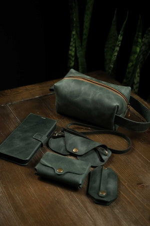 Çin 5'Li Set | Eonaks Leather Premium Deri 5'li Set - Mor