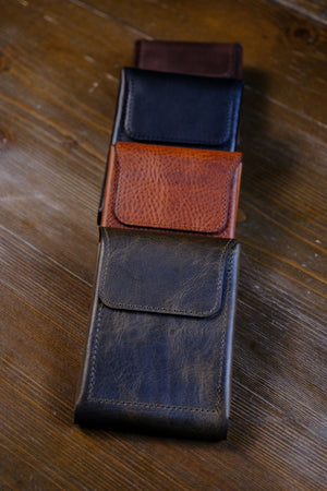 King | El Yapımı Hakiki Deri Mıknatıslı Çift Katlı Cüzdan ve Kartlık - Zeytin Karası Yeşil